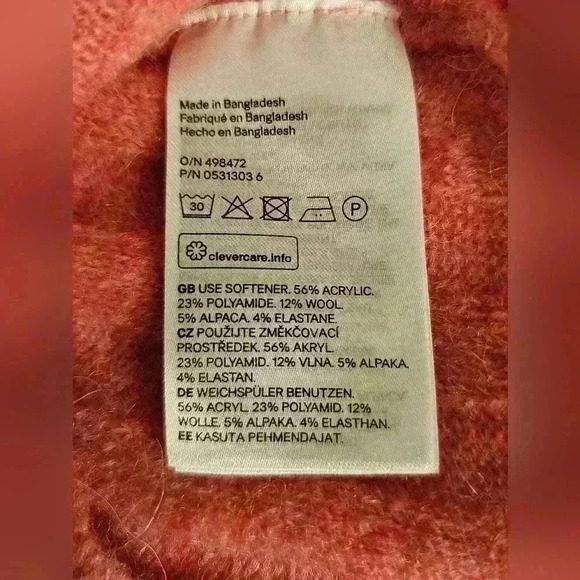 🛑 NWT Divided by H&M Womens Pink Acrylic/Wool/Alpaca Blend Knit Sweater Small - Picture 5 of 6